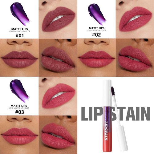Evpct Peel Off Lip Stain Tints - Long Lasting Waterproof Matte Lipstick Set | Maroon, Mauve & Red