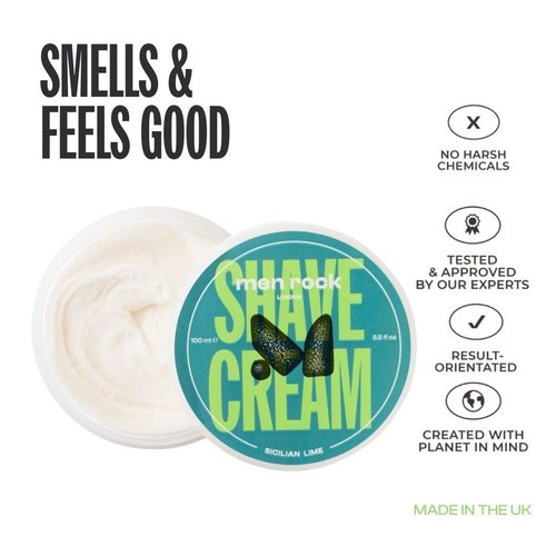 Men Rock Shave Cream - Sicilian Lime Scent - Moisturizing Non-Drying Formula - 3.5 oz