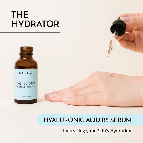 MAELOVE Hydrator Serum - Hyaluronic Acid & Resveratrol for Dewy Skin | 1.0 fl oz, Lightweight & Non-Greasy