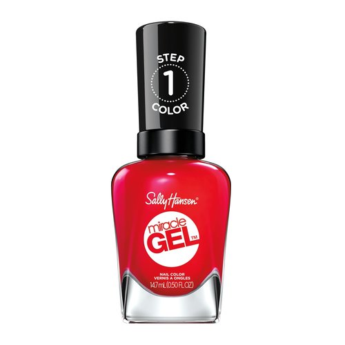 Sally Hansen Miracle Gel Salon Quality Nail Polish | Gel-Like Formula, Two-Step System, No UV Light Needed, Long Lasting | Opaque, Glossy | 439 Red Eye | Scarlet Red Nail Color