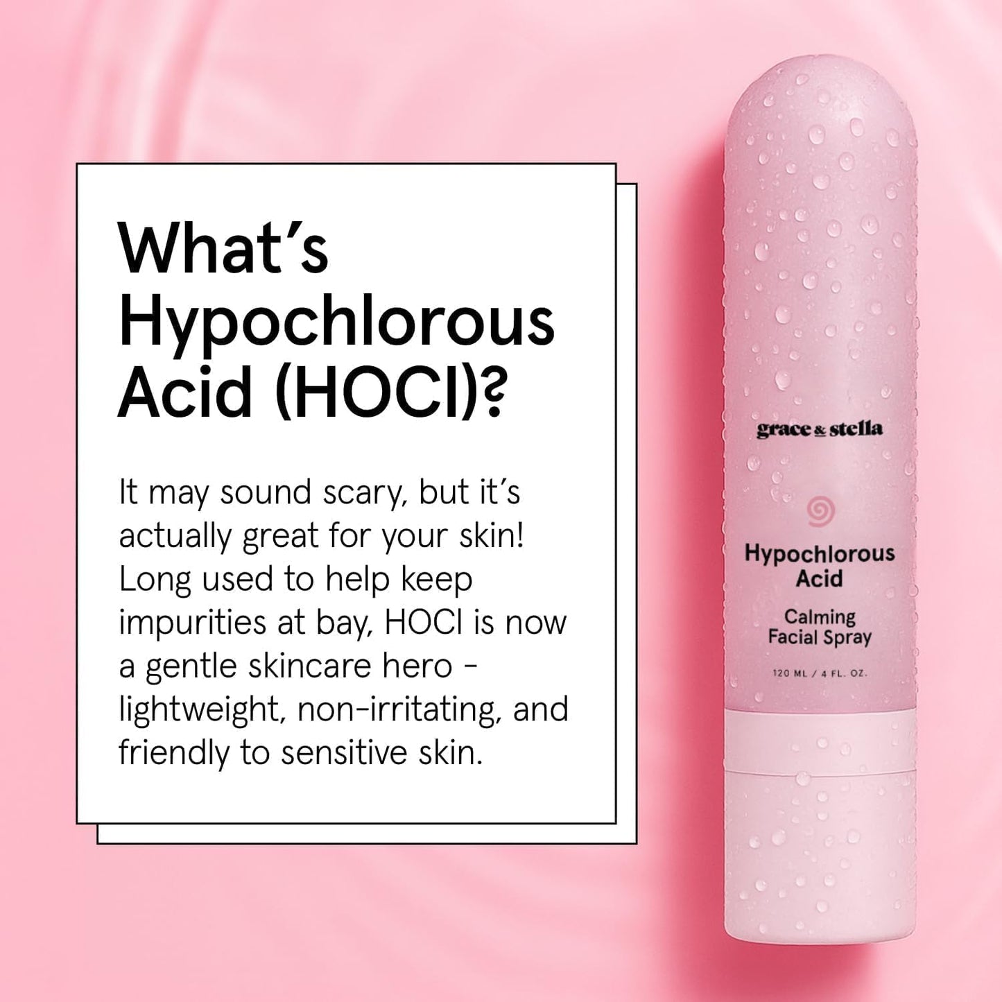 Grace & Stella Hypochlorous Acid Spray - Soothing Face Mist for Acne & Redness Relief | Travel Size (60 ml)