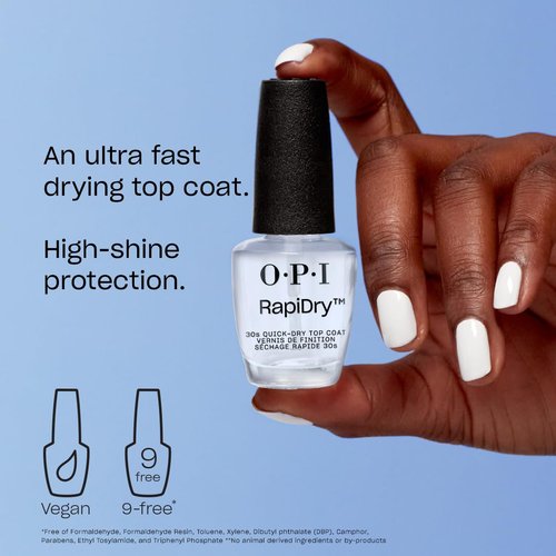 OPI Nail Lacquer Top Coat - Clear Nail Polish for High Shine & Long-Lasting Protection | Quick Drying, Chip Resistant