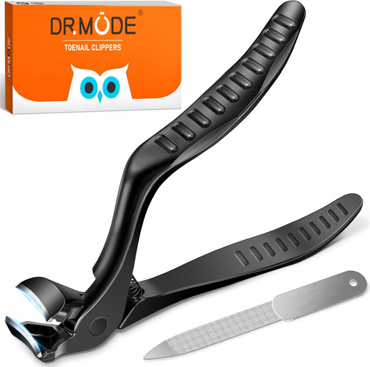 DRMODE Toenail Clippers for Seniors, Long Handled Angled Head Toe Nail Clippers for Thick Nails for Seniors with Wide Opening, Large Heavy Duty Finger Nail Clippers for Men Women with Catcher