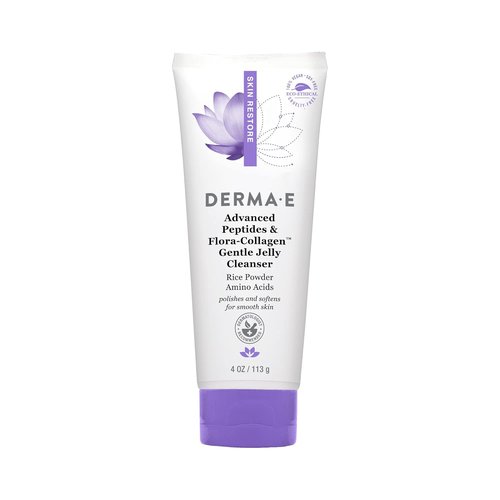 Derma E Gentle Jelly Cleanser - Advanced Peptides & Vegan Flora-Collagen for Brightening & Hydration | 4 Oz
