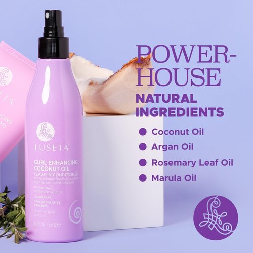 Luseta Leave-In Conditioner for Curly Hair - Coconut Oil for Shine & Bounce | 8.5 Fl Oz
