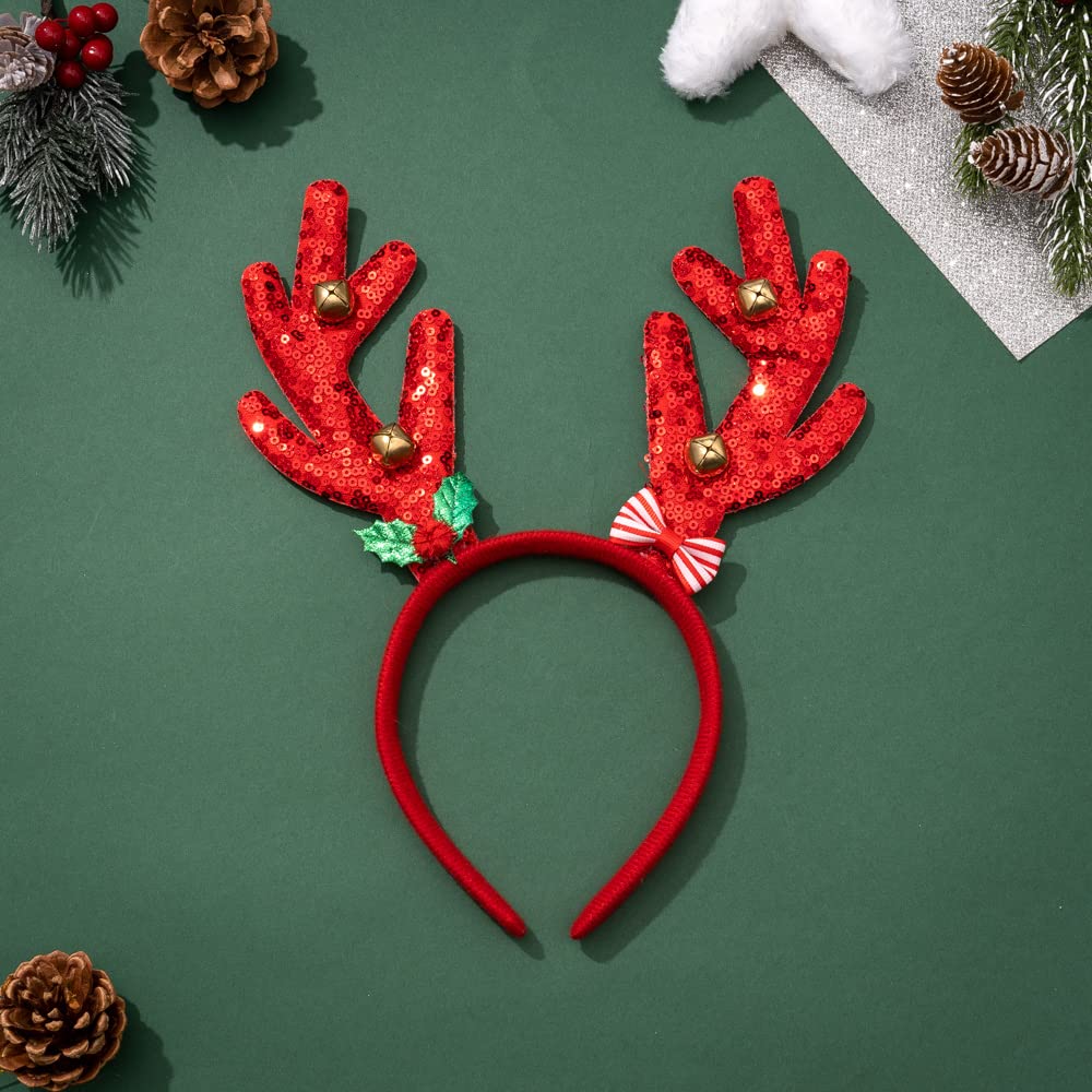 Madison Tyler Christmas Reindeer Antlers with Jingle Bells Headband for Womens | Cute Soft Headbands for Christmas Party | Holiday Gifts fo Women