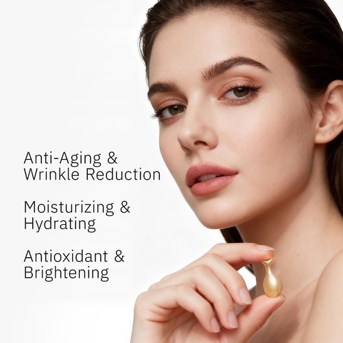 HKH Vitamin C Serum Capsules - Anti-Aging Face Treatment with Vitamin E - 48 Travel-Friendly Caps for Women 30+