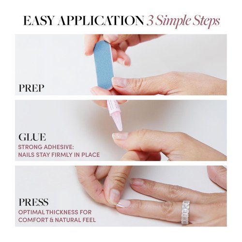 Glamnetic Press On Nails - Cashmere Blue | Salon Quality Opaque Short Squoval Nails | 30 Nail Kit in 15 Sizes