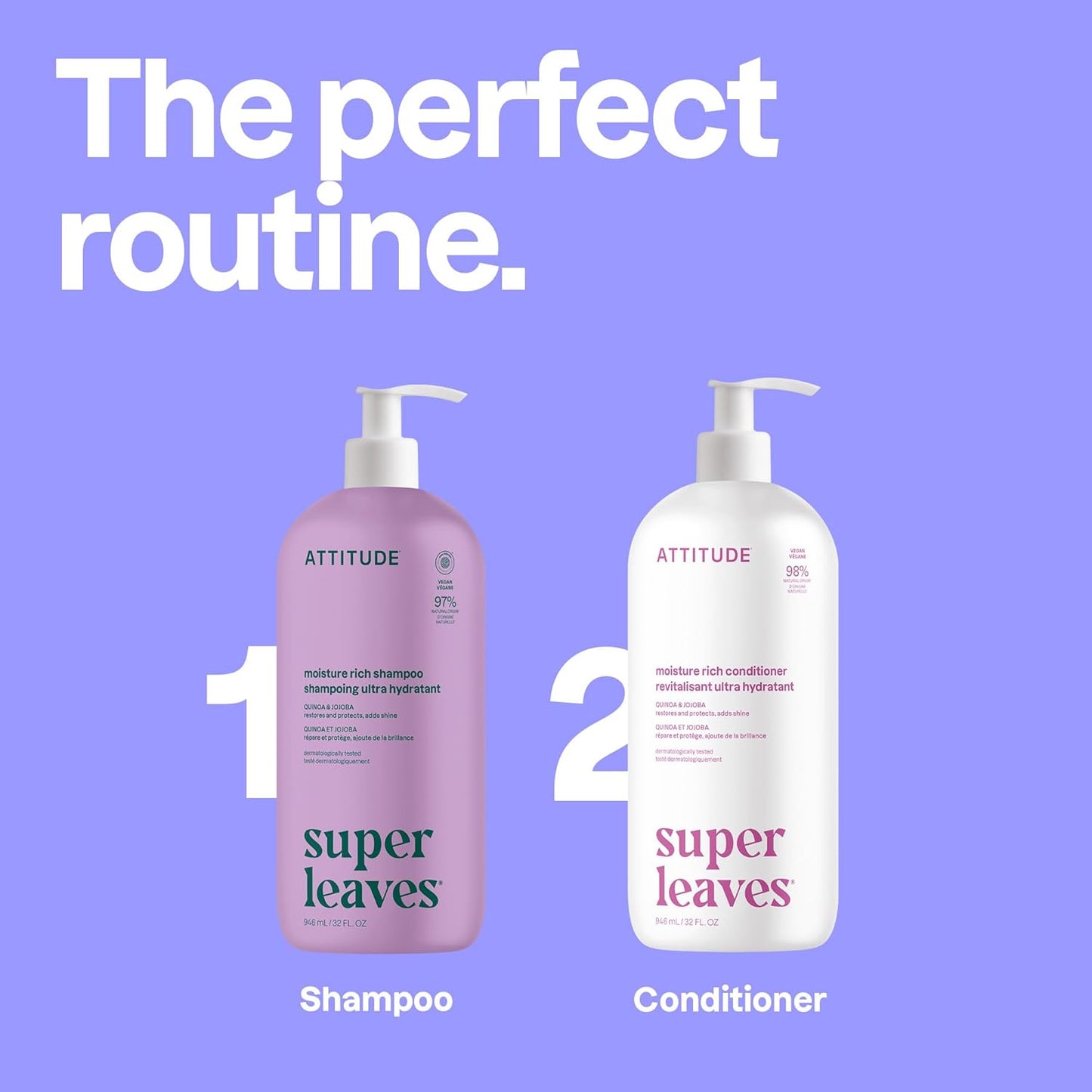 ATTITUDE Moisture Rich Hair Shampoo - EWG Verified, Vegan Formula for Dry & Damaged Hair | 32 Fl Oz