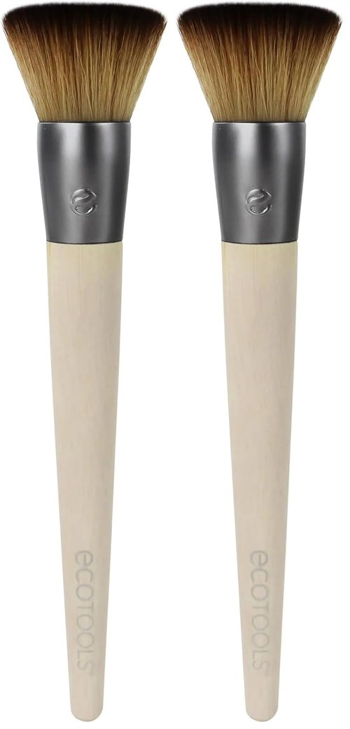 EcoTools Buffing Brush Set - Soft Custom Cut Bristles for Cream or Powder Foundation | Pack of 2