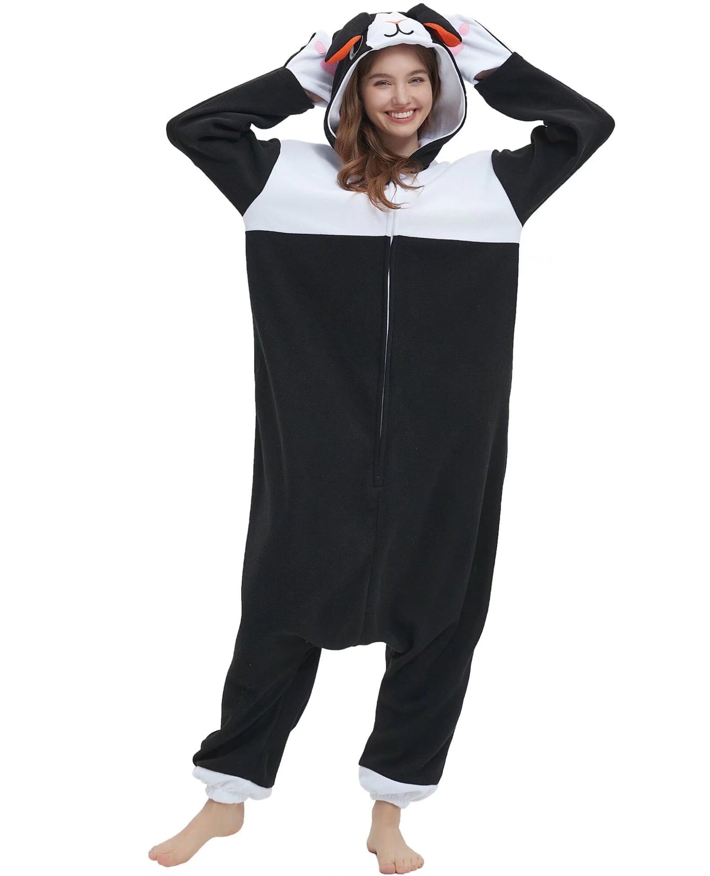 DarkCom Unisex Adult Cosplay Dutch Rabbit Onesie Halloween Costume Christmas Pajamas for Women Men Medium