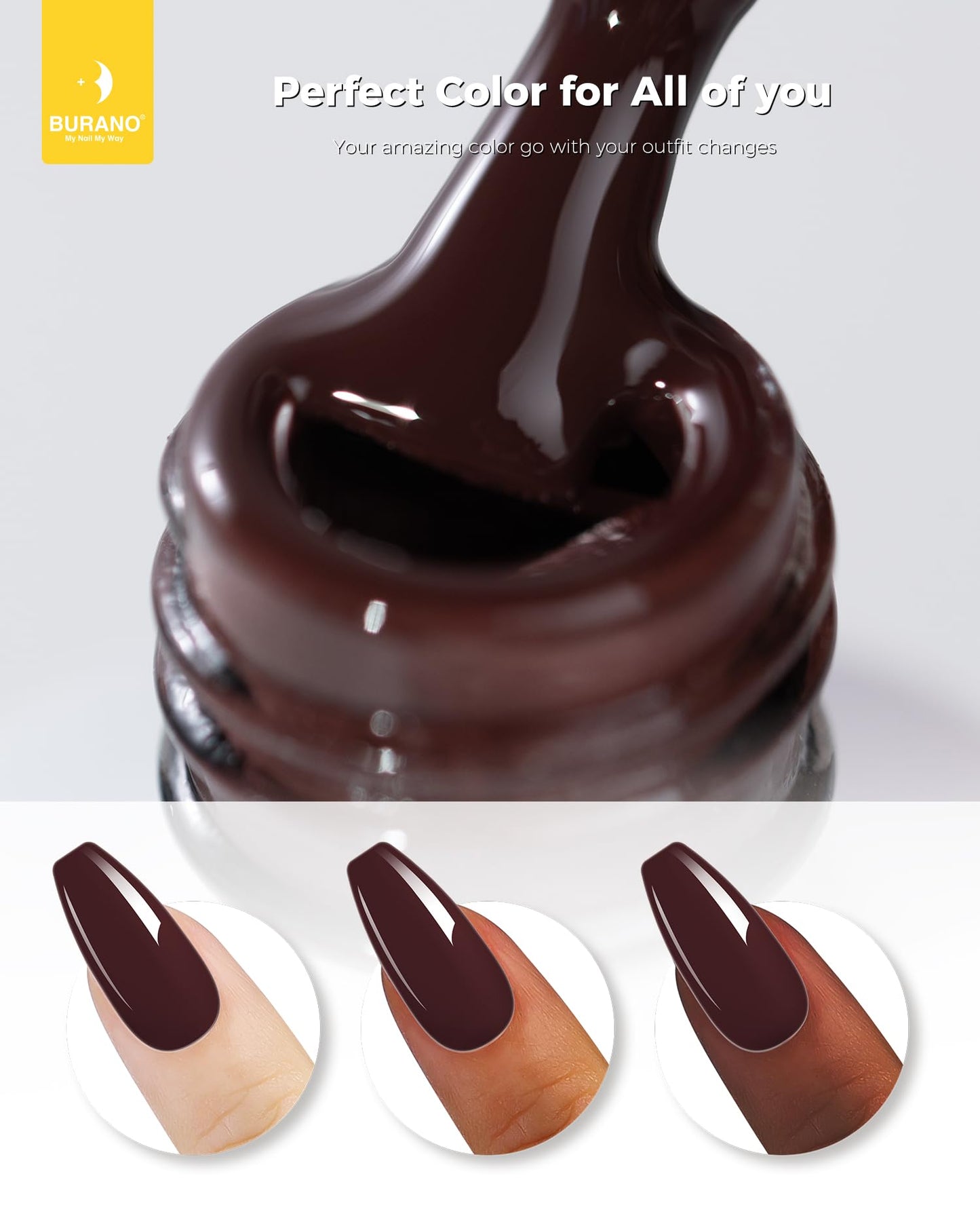 BURANO Gel Nail Polish, Gel Gel Polish 15ml Gel Colors Gel Neon Gel Soak Off UV Led Nail Lamp Gel Polish 1 Bottle 0.5 Oz Nail Art DIY Home Hot Color Nails (Dark Red N3)