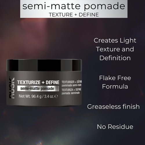 RUSK Semi-Matte Pomade - Texturizing & Defining Hair Product | Lightweight, Humidity-Resistant, 3.4 oz