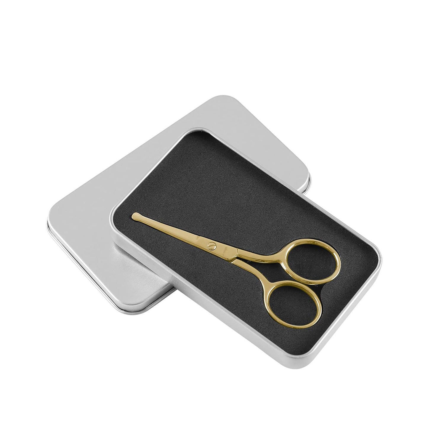 LIVINGO Professional Nose Hair Scissors, Multi-purpose Stainless Steel Rounded Tip Straight Blade, Facial Hair Beard Eyebrows Ear Trimming Beauty Grooming Tool for Men & Women, 3.5” Gold