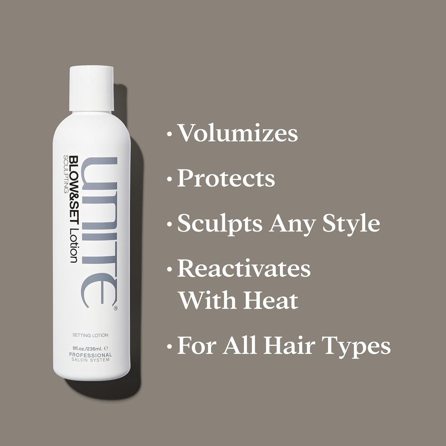 UNITE Hair BLOW&SET Lotion - Heat-Activated Sculpting for Volume & Soft Hold - 8 Fl Oz