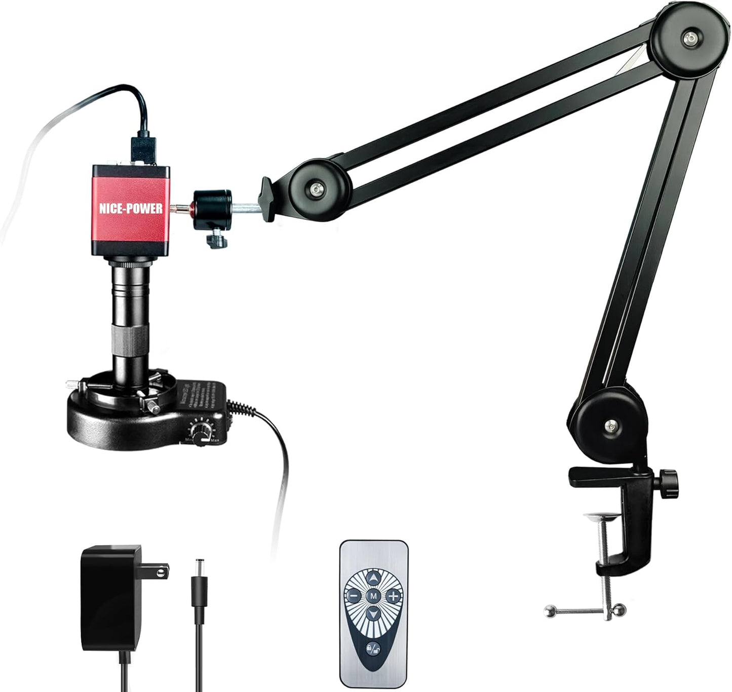 NICE-POWER Digital Microscope Camera, 13MP 1080P HDMI VGA Industrial Video Microscope, 150X Zoom C-Mount Lens, Foldable Stand, LED Ring Light, Soldering Microscopes for Electronics Repair