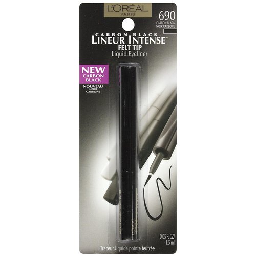 L'Oreal Paris Liquid Eyeliner - Intense Felt Tip in Carbon Black | 0.05 Fl Oz for Precise Application