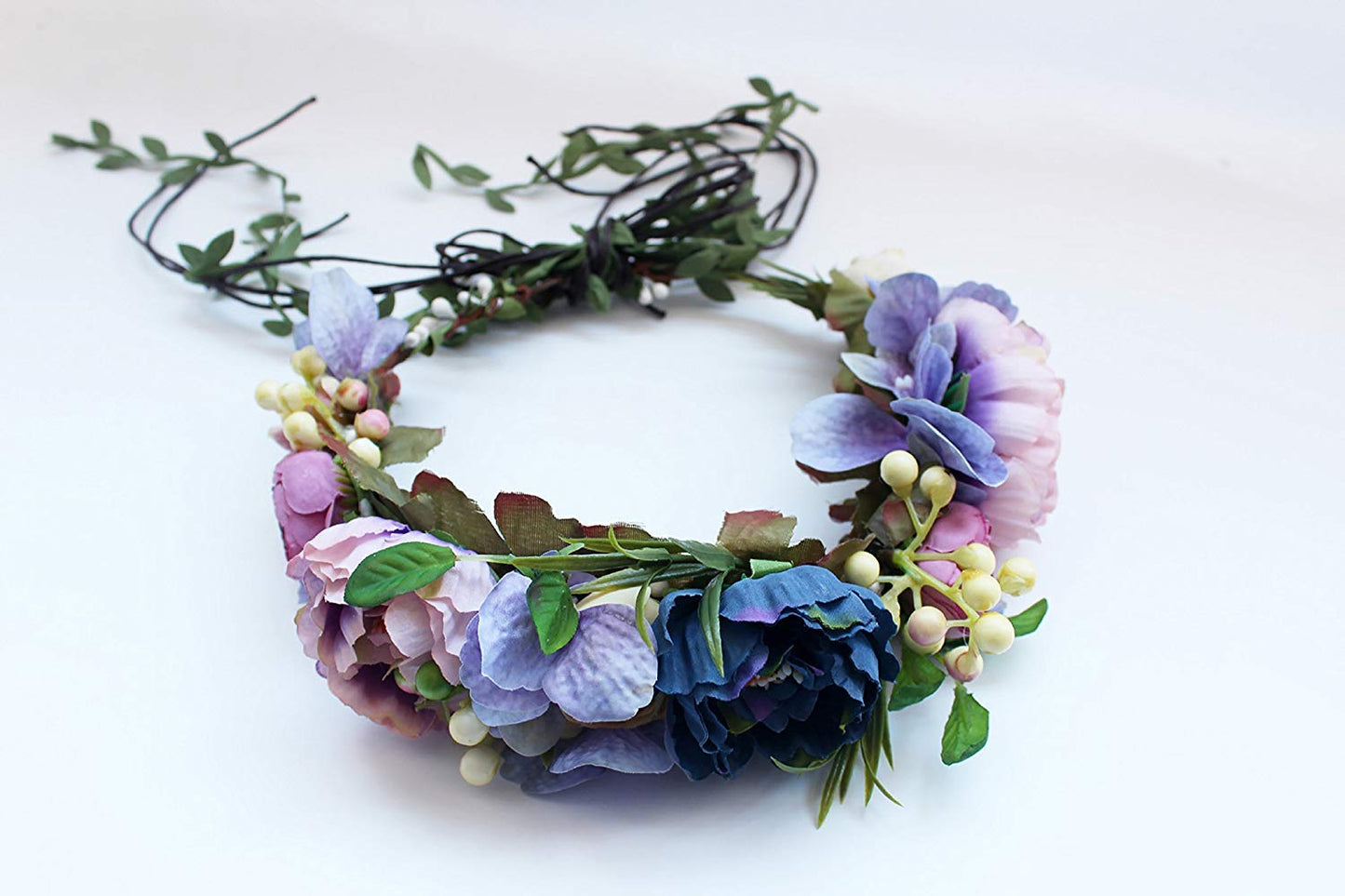 YnimioAOX Handmade Adjustable Flower Wreath Headband Halo Floral Crown Garland Headpiece,A7-purplepink