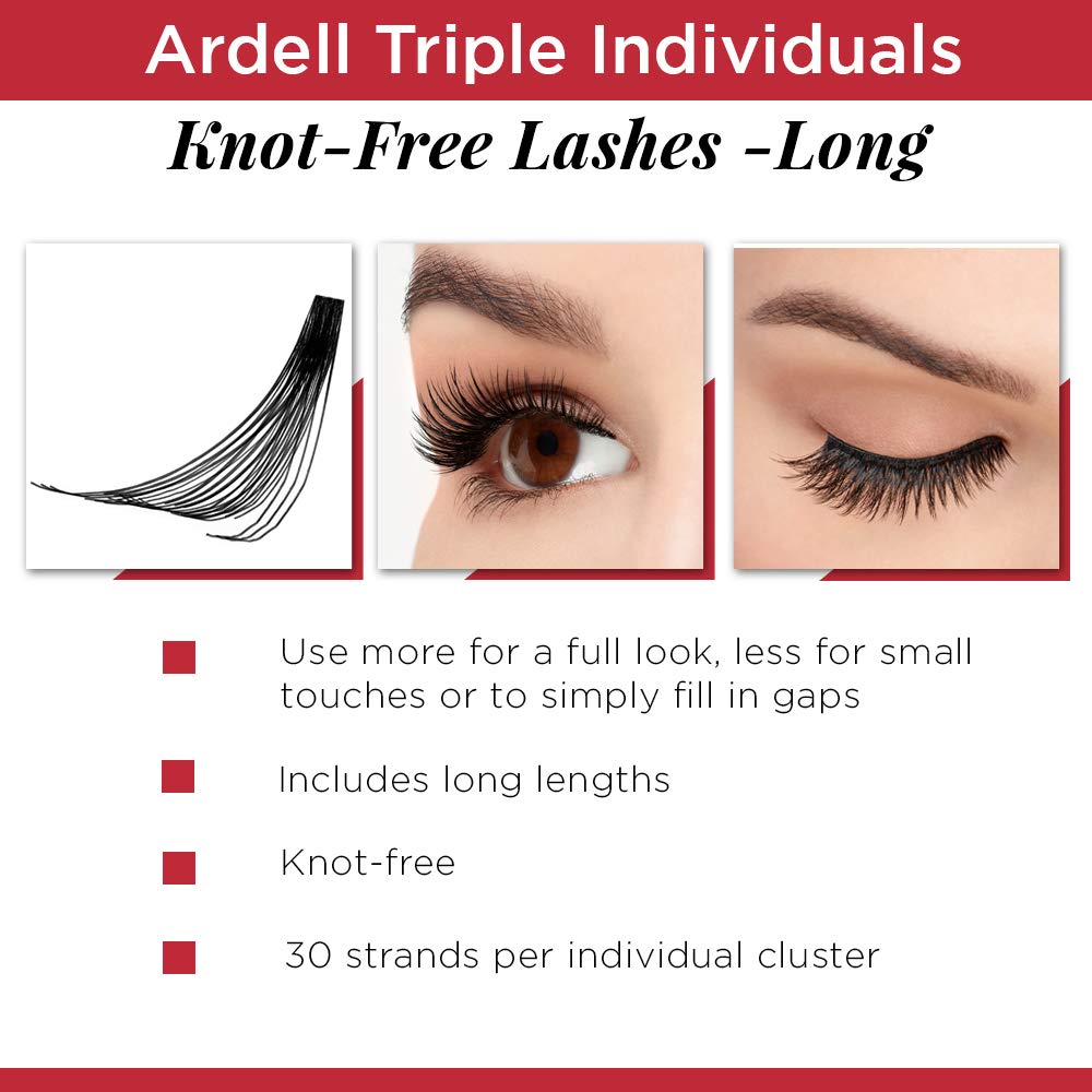 Ardell False Eyelashes Triple Individuals Knot-Free Long Black 4 Pack