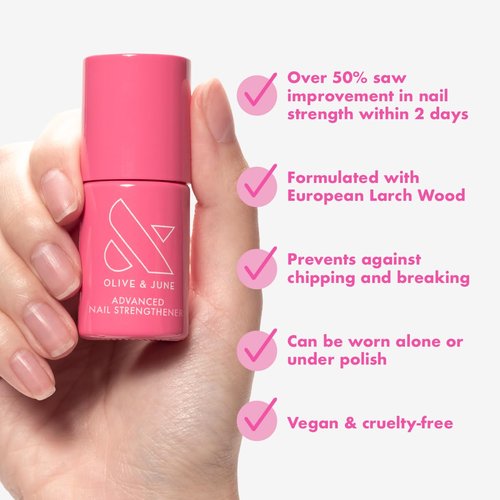 Olive & June Advanced Nail Strengthener - Powerful Treatment for Stronger, Longer Nails | Vegan & Cruelty-Free | 0.45 fl oz