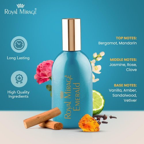 Royal Mirage Emerald Eau de Cologne - Premium Aldehydic & Jasmine Fragrance Spray - 120ml (4 oz) Long-Lasting Scent