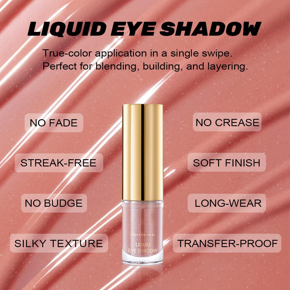 Skiennix Warm Brown Shimmer Liquid Metallic Eyeshadow - Longwear, Highly Pigmented & Vegan Formula