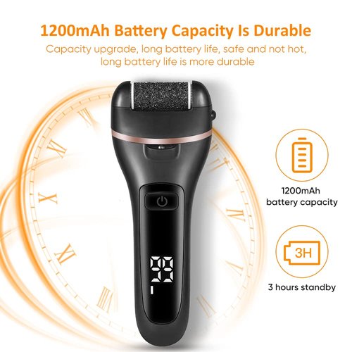 Electric Callus Remover and Foot polisher-Rechargeable-waterproof-10pieces Pedicure Set. (Black)