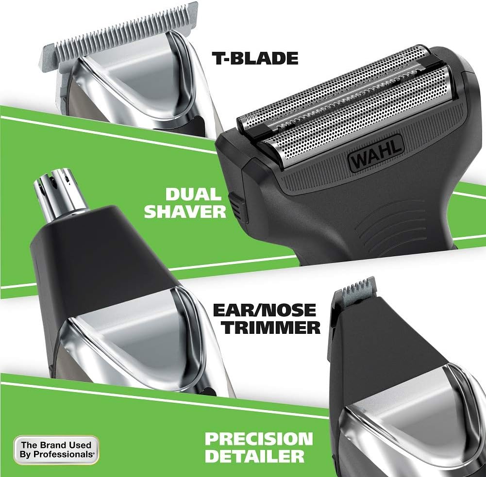 Wahl Stainless Steel Lithium Ion 2.0+ Beard Trimmer - Rechargeable Men's Grooming Kit with Nose & Ear Trimmer