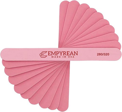 Empyrean Premium Nail Files - Fine 280/320 Extra Fine | Disinfectable & Washable | Pink Cushion File