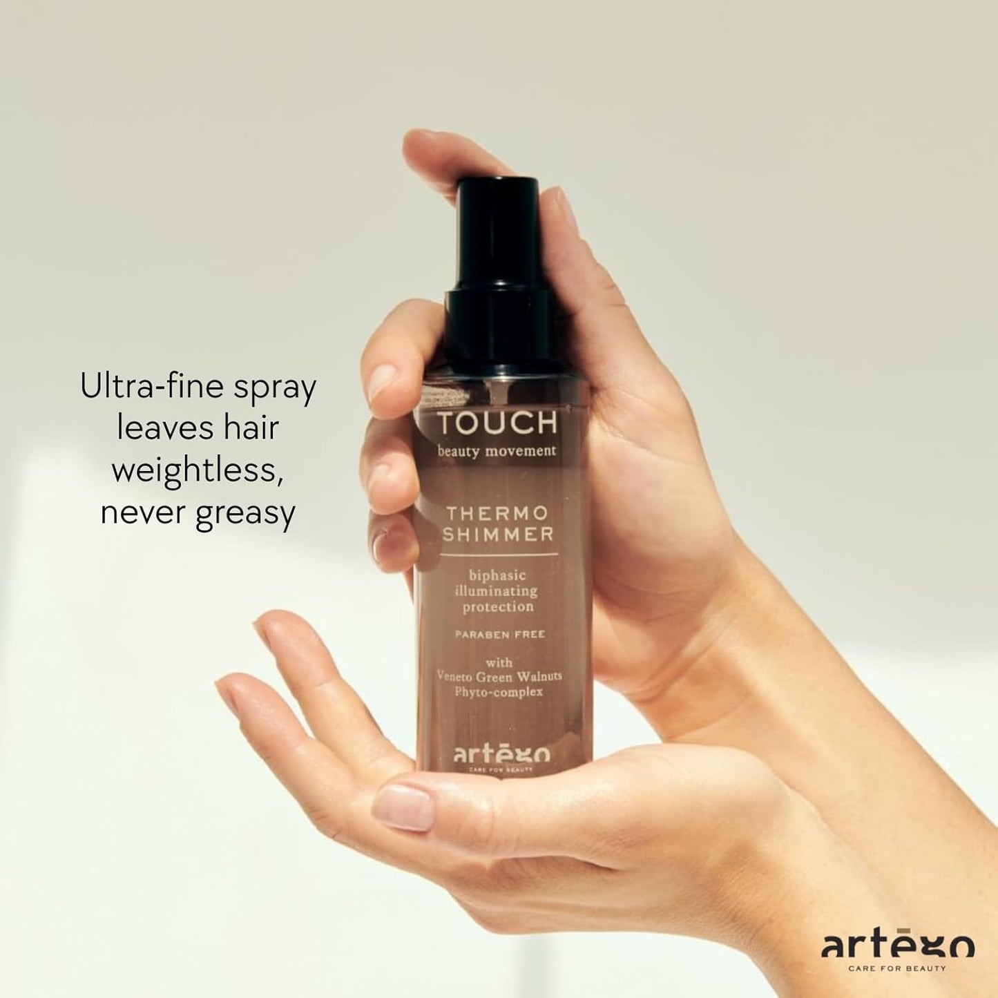 Artègo TOUCH Thermo Shimmer Spray - 5.1 oz Biphasic Heat Protection & Shine for Smooth, Glossy Hair
