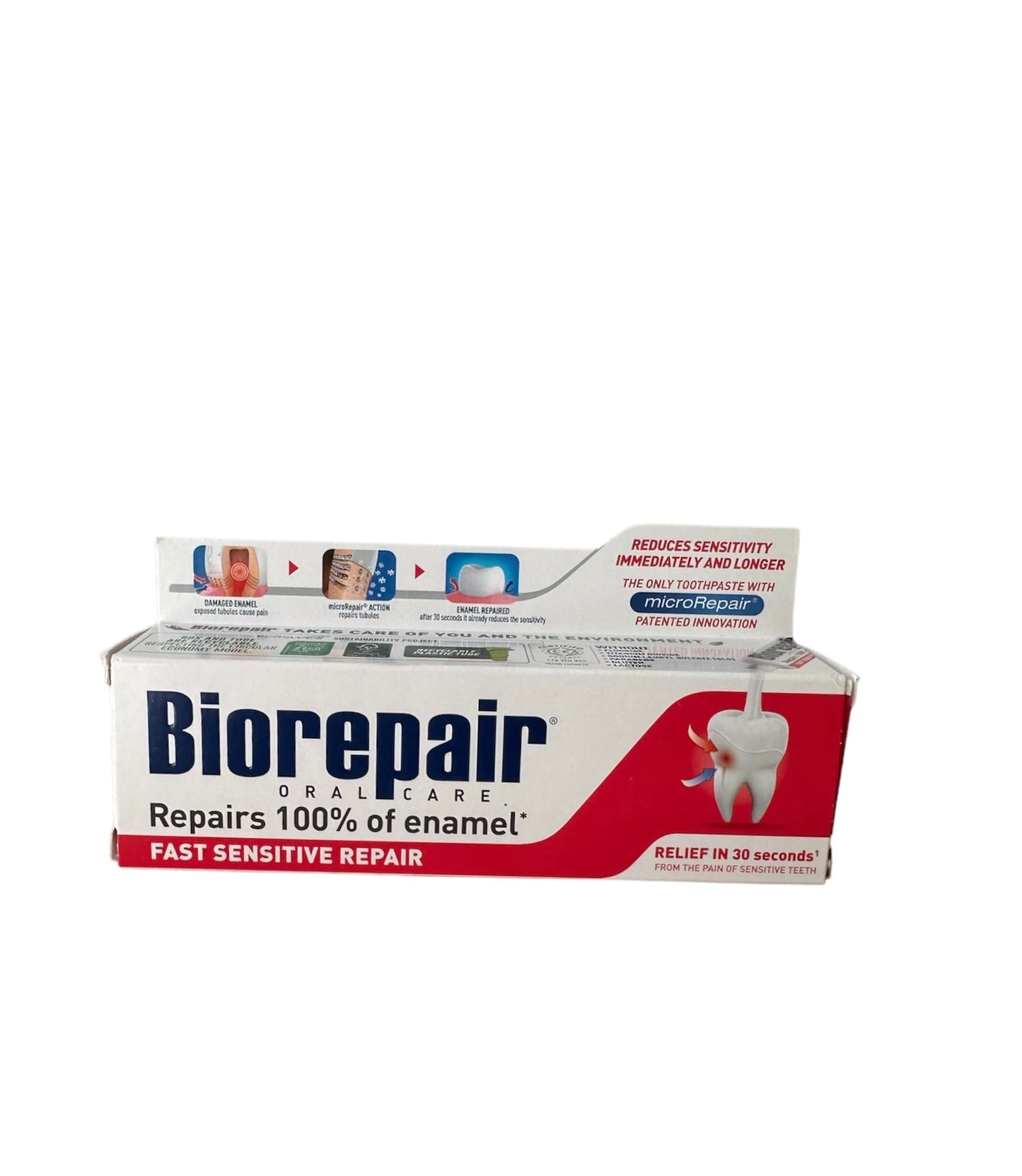 Biorepair: "Fast Sensitive Repair" Toothpaste with microRepair, New Formula - 2.5 Fluid Ounce (75ml) Tubes (Pack of 4) [ Italian Import ]