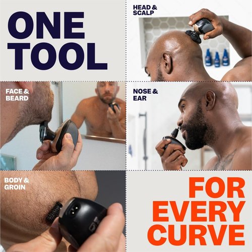 Freebird FlexSeries Electric Head & Body Hair Shaver - Cordless Waterproof Razor with Rotary Blades & Trimmer