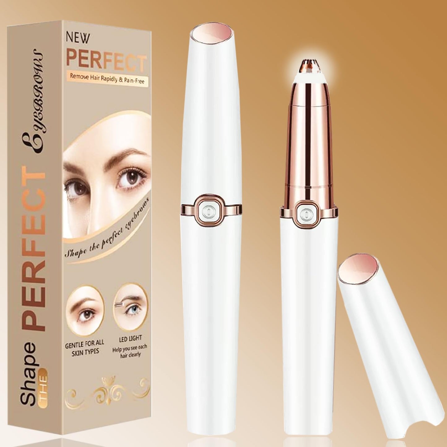 Eyebrow Hair Remover, Upgraded Hair Removal Trimmer, Flawless & Pain-Free Facial Hair Removal for Women & Men, Body Hair Trimmer Personal Groomers for Upper Lips/Nose/Eyebrow/arms/Legs (Pearl White)