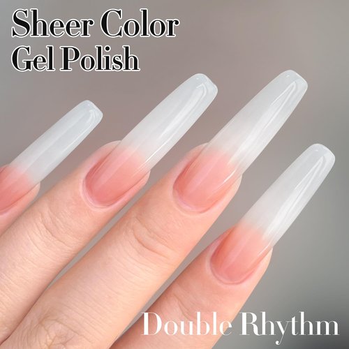 Double Rhythm Gel Nail Polish - Pure Sheer Soak Off Formula for DIY Manicure | Milky White 15ML
