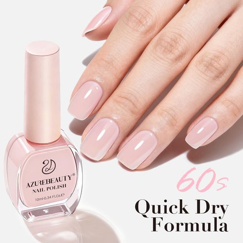 AZUREBEAUTY Jelly Pink Nail Polish - Sheer Light Peach Quick Dry Formula for Home Salon Use