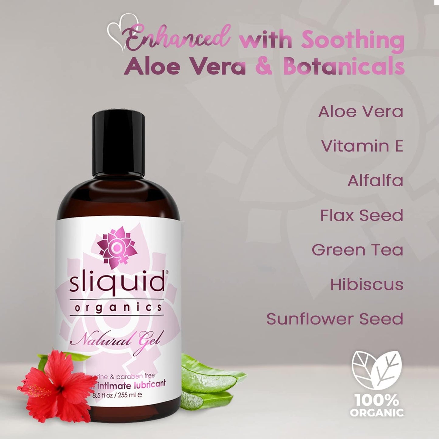 Sliquid Organics Water-Based Lubricant - Aloe Vera Infused, Natural Gel for Couples, Unscented, 4.2 Fl Oz