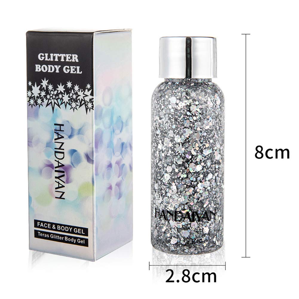 GL-Turelifes Mermaid Sequins Chunky Glitter Liquid Eyeshadow Glitter Body Gel Festival Glitter Cosmetic Face Hair Nails Makeup Long Lasting Sparkling 30g