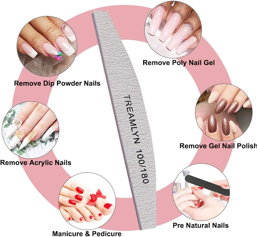Skiennix Heavy Duty Nail Files - 10 Pcs 100/180 Grit Emery Boards for Acrylic & Natural Nails