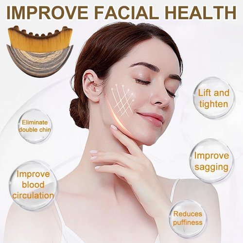 Fvaql Lymphatic Contour Face Brush, Facial Lymphatic Drainage Massage Tool for Jawline Sculpting & Puffiness Reduction, Soft Face Dry Brushing Massager for Women Daily Skin Care