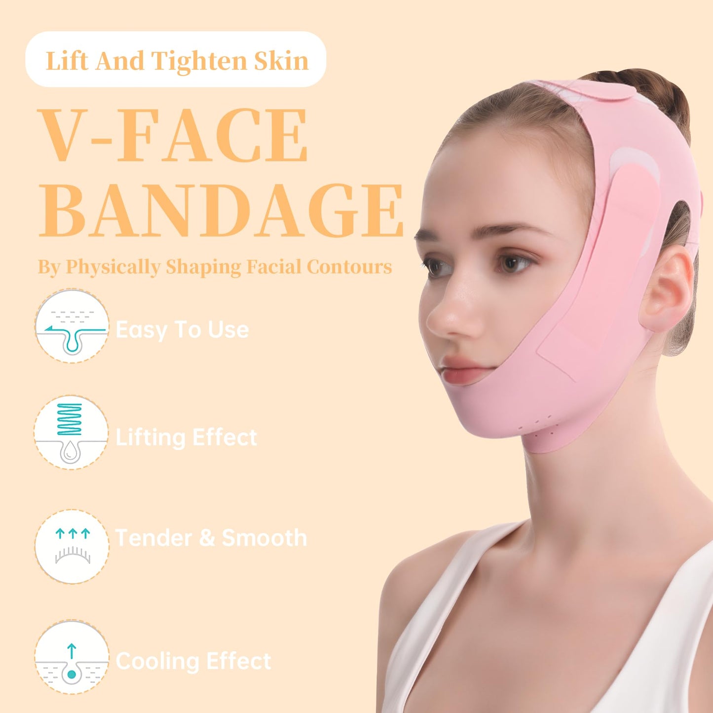 V Line Lifting Mask, V Shaped Face Mask, V Shaped Contouring Face Mask, Face Lifting Strap, Face Toning Belts, Jaw Exerciser, Washable and Reusable