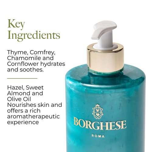 Borghese Bagno Di Vita Gentle Foaming Bath & Shower Gel - Hydrating Aromatherapy Body Wash with Thyme & Chamomile