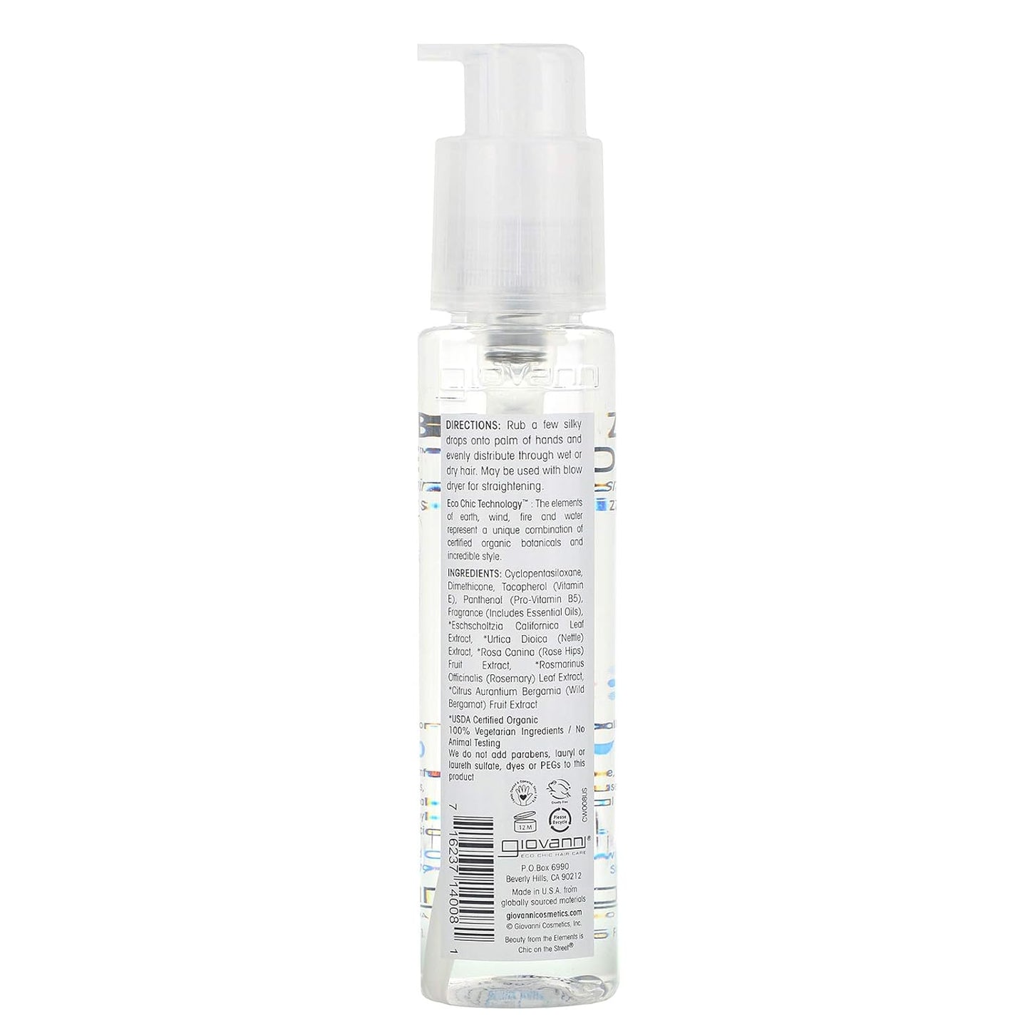 GIOVANNI ECO CHIC Frizz Be Gone Hair Serum - Anti-Frizz, Adds Shine, Natural Botanicals | 2.75 oz