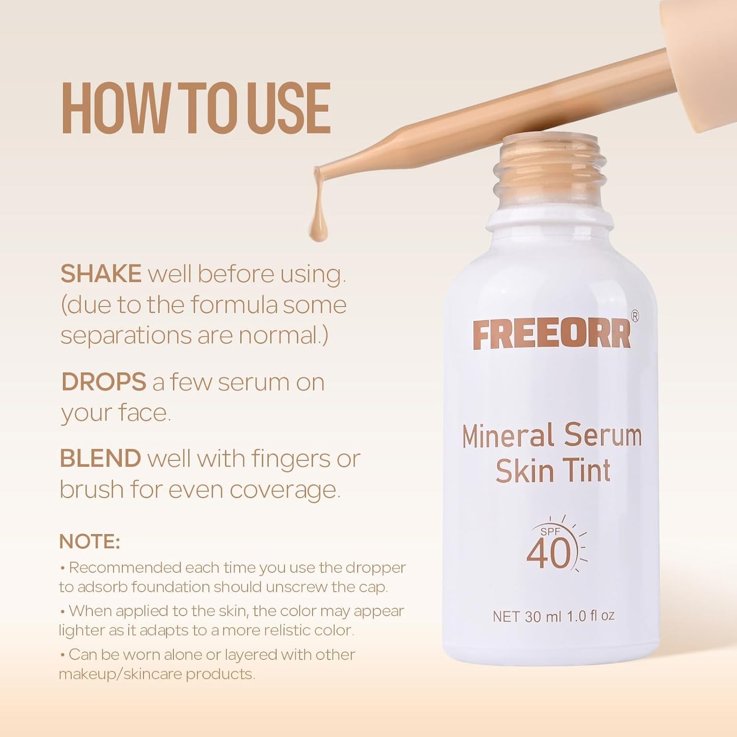 Skiennix Skin Tint | SPF 40 Tinted Mineral Sunscreen Serum with Zinc Oxide - Classic Ivory, 1 Fl Oz