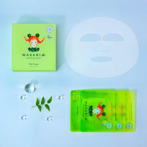 Miss Dragon Wasabi Soothing Mask – Calming & Hydrating Korean Face Masks (10 Pack) with Hyaluronic Acid