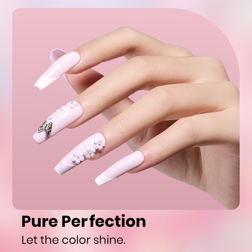 Beetles Pink Gel Nail Polish - 15ml Baby Pink Gel Polish Soak Off UV LED Needed Nail Art Manicure Salon DIY Design at Home Spring Nails Gifts for Woman