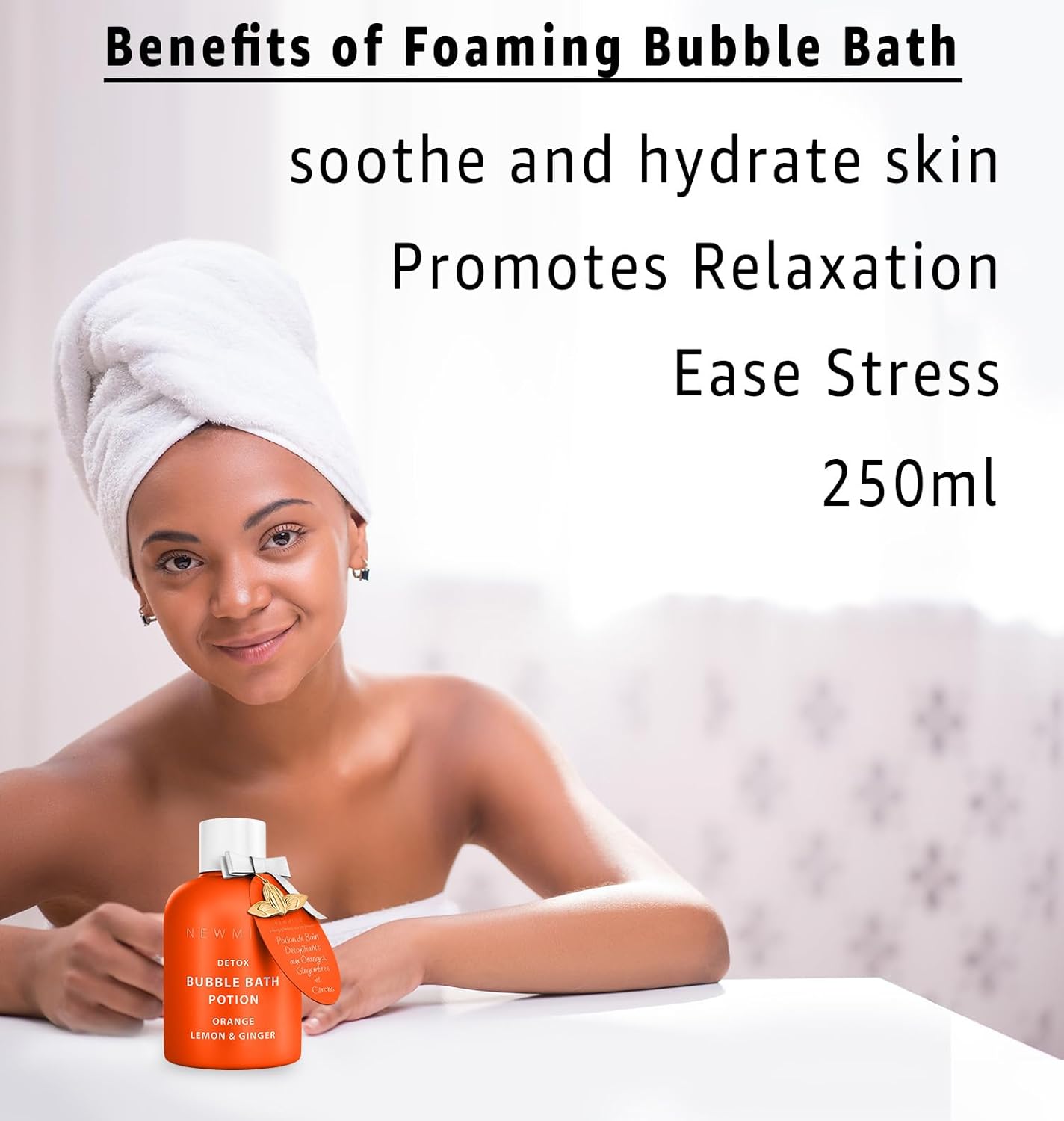 Skiennix Natural Detox Citrus Bubble Bath - Long-Lasting Foaming Soak with Essential Oils for Relaxation & Hydration