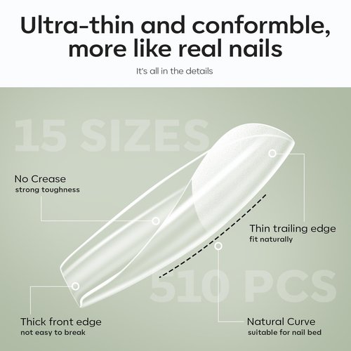 modelones X Nail Gel Kit, Fake Nails Long Coffin, 9-in-One Glue Prep Dehydrator & Portable Mini U V Light Acrylic Clipper, 500Pcs Coffin Tips for Extension Kit DIY Salon Home Gifts for Women