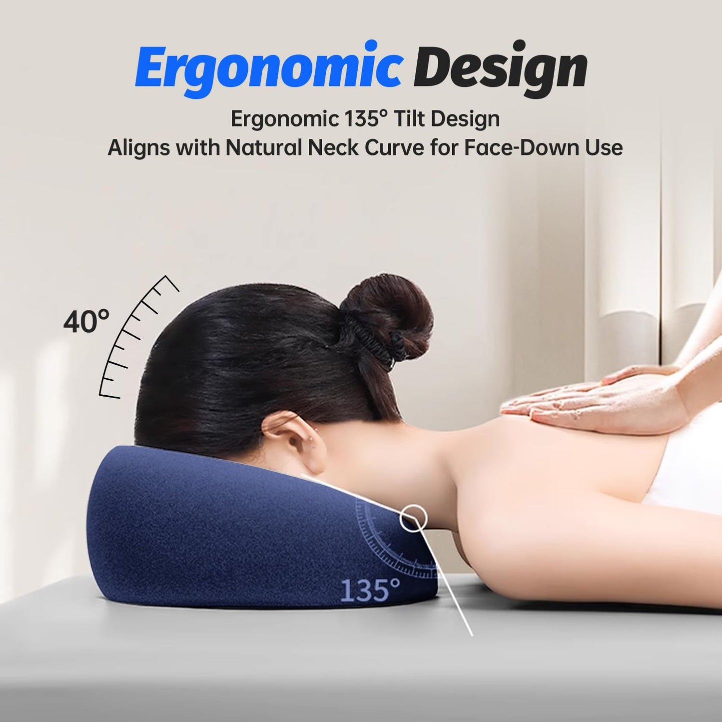 Xiaomubiao Face Down Pillow - Comfortable Massage Headrest for Stomach Sleeping | Navy Blue Cover