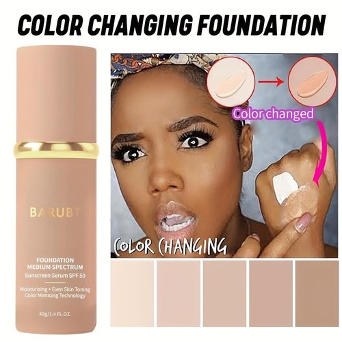 4 in 1 Color Changing Foundation by [Brand Name] - SPF 50 Moisturizing Medium-Full Coverage Cream