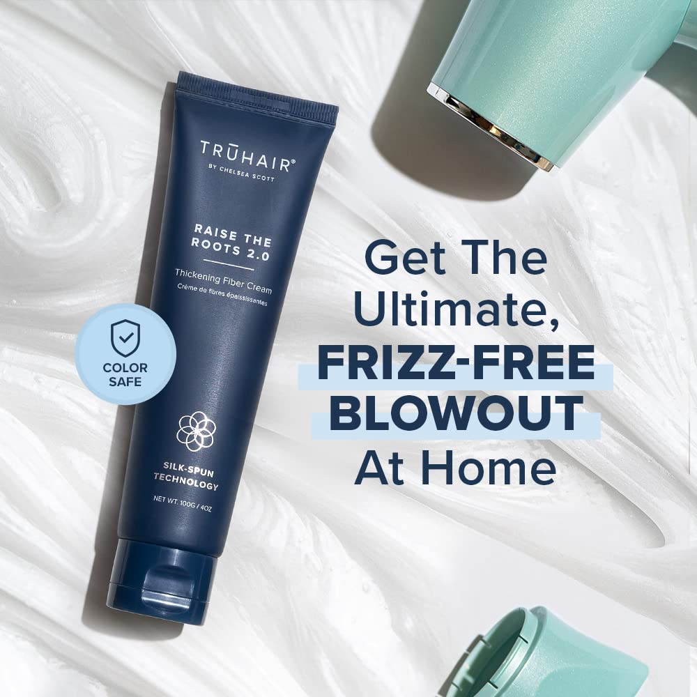 Truhair Raise The Roots 2.0 - Instant Hair Thickening Fiber Cream for Frizz-Free Blowouts | Volumizing Hair Styling Cream for All Hair Types
